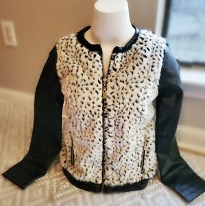 Leather and faux fur jacket